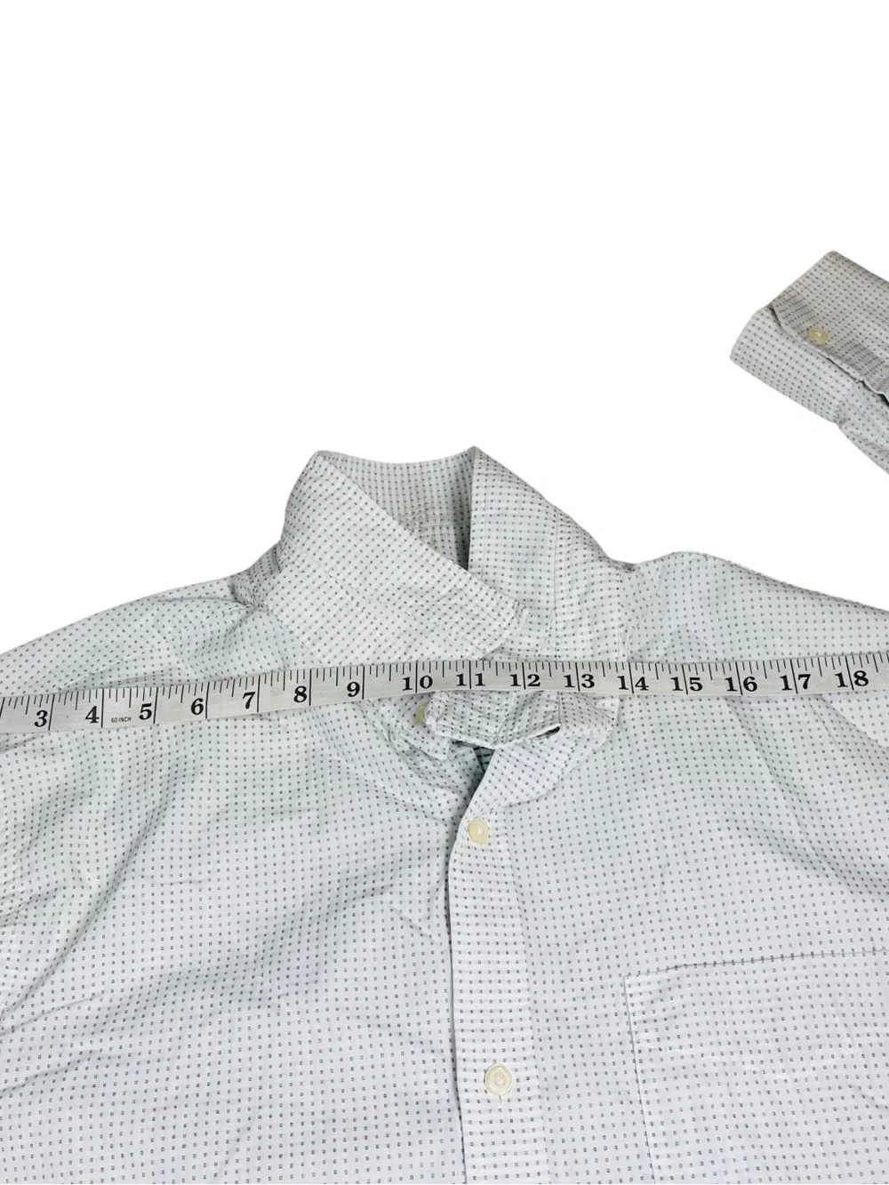 Banana Republic White Green Textured Squares Dress Shirt Sz XL 17 17.5 No Iron